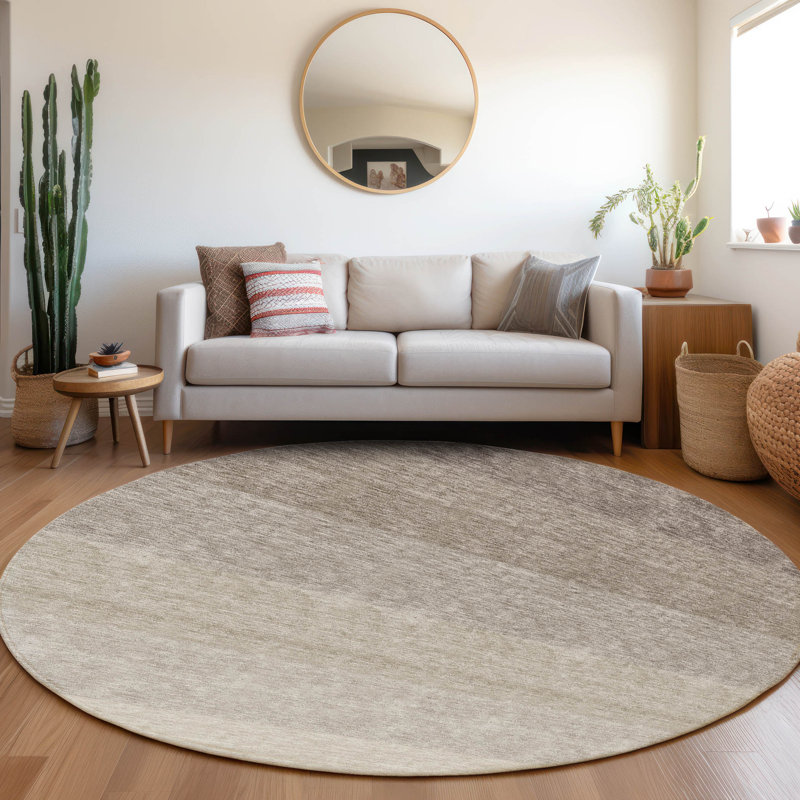  Machine Washable Indoor/Outdoor Kitchen Mat, Round 8'