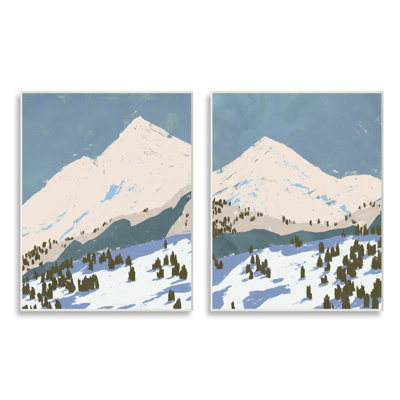 « Snowy Mountain Forest Landscape » par Jacob Green, ensemble de 2 reproductions d’art