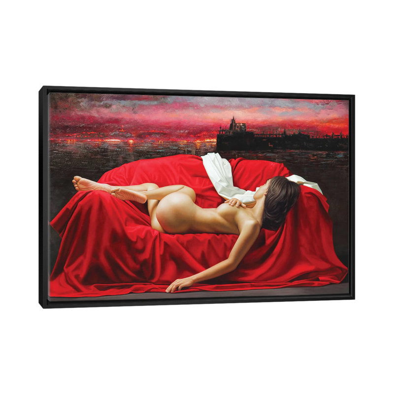 «Red Sky» - impression, H 40 po x l 60 po x 1,5 po, Toile avec cadre noir