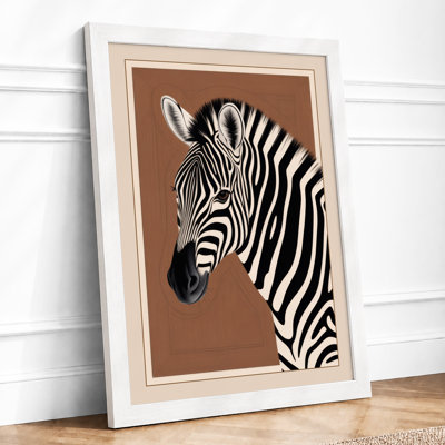 Zebra in Profile Modern - Framed Print