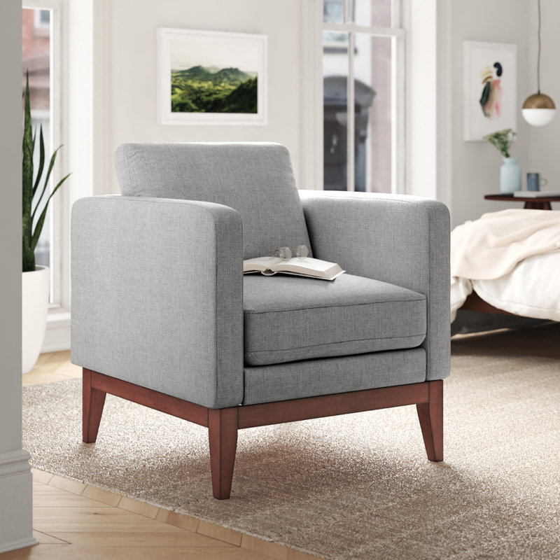 Fauteuil london l 29,5 po Londell, Lin gris étain