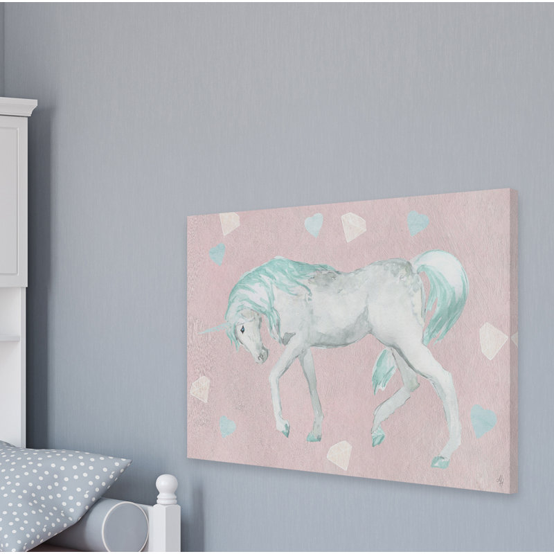 «Waynoka Green Pastel Unicorn», reproduction sur toile tendue Waynoka, 30 po x 45 po