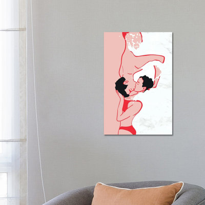 Ethereal Kiss In The Waves 1 Piece Wall Art on Canvas