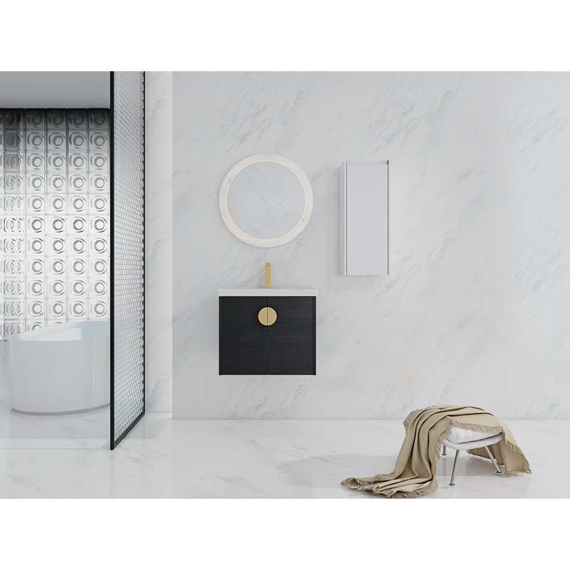 Meuble-lavabo mural 24 po avec lavabo en céramique et armoire d'appoint 24 po, 24"