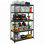 Étagère de rangement en acier thermolaqué noir mat à 5 niveaux avec tablettes HDF Ar Shelving