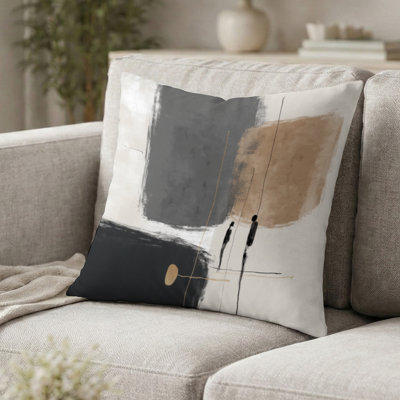 Formes brunes avec coussin décoratif minimaliste gris - Coussin décoratif minimaliste