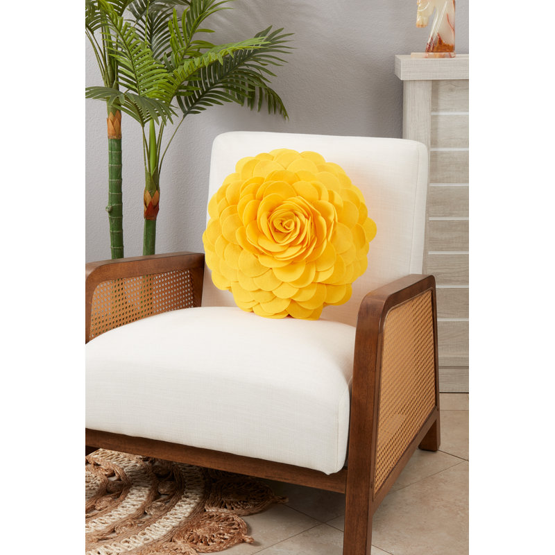 Felt Collection Appliqued Throw Pillow, 13" H x 13" W, Gold