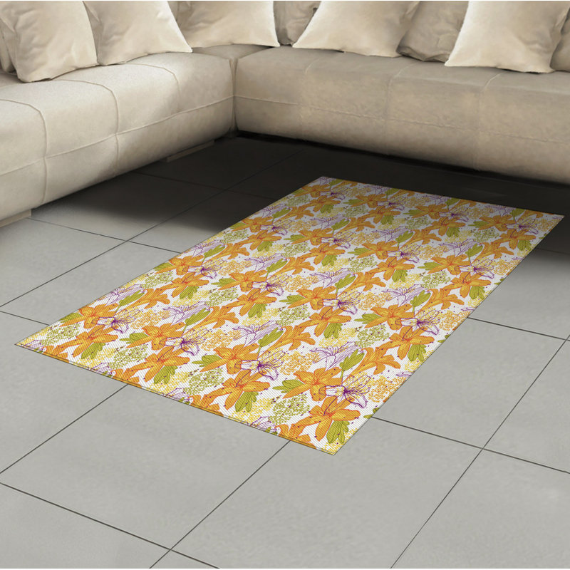 Floral High Density Long Fiber Poly Threads Decorative Area Rug Carpet, Rectangle 4' x 5'8"