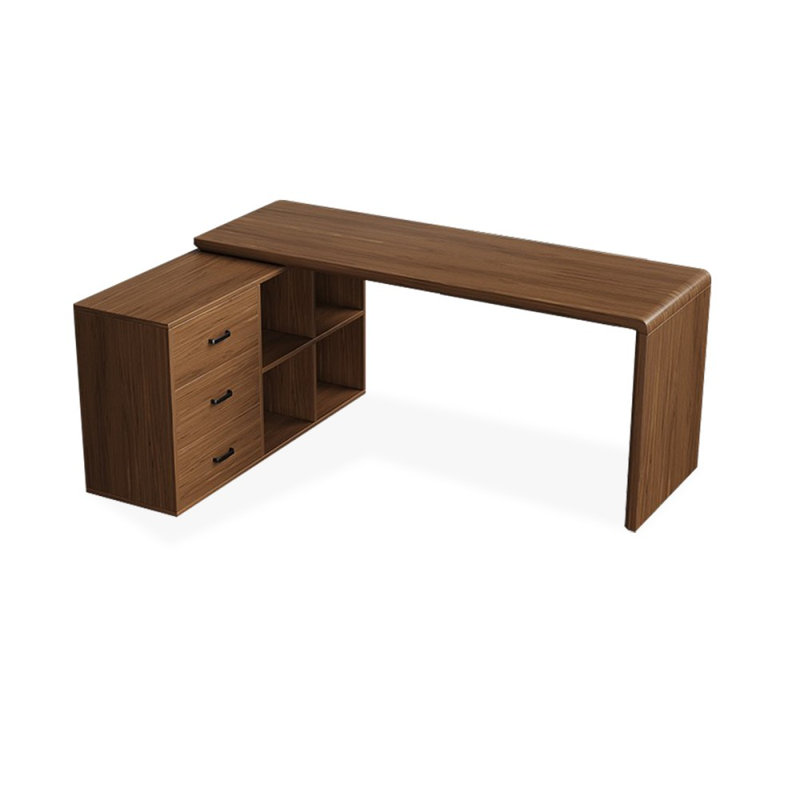 Bureaux en bois massif en L noyer foncé, H 29,53 po x l 78,74 po x P 23,62 po, Retour à gauche