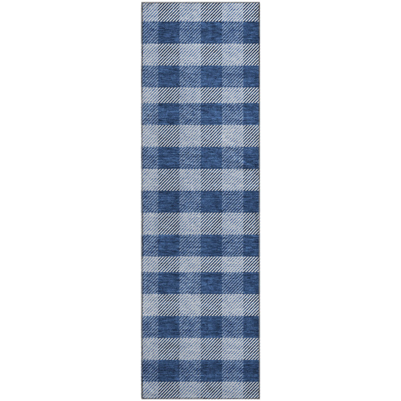 Premium Machine Washable Prisco Navy Rug, Runner 2'3" x 7'6"