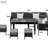 7 Backyard Furniture With Waterproof Seat Cushions, Glass Table, High-Back Ergonomic Design, All-Weather , Blue And Grey For Terrace Or Garden Patio-714318700