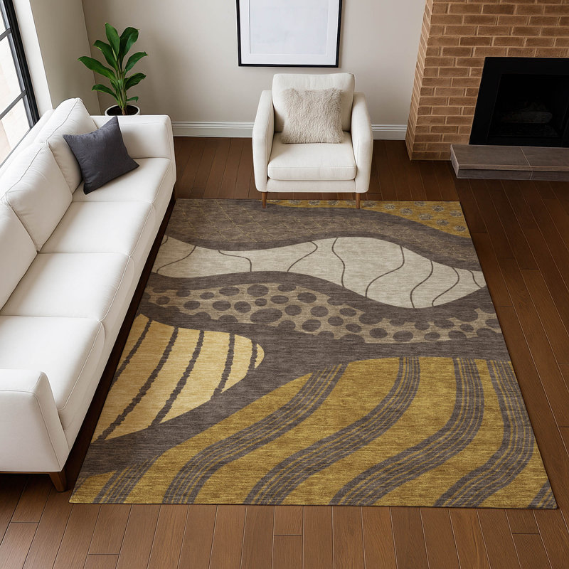 Machine Washable Indoor/Outdoor Chantille ACN2689 Abstract Rug, Fudge, 2 pi 6 po x 3 pi 10 po