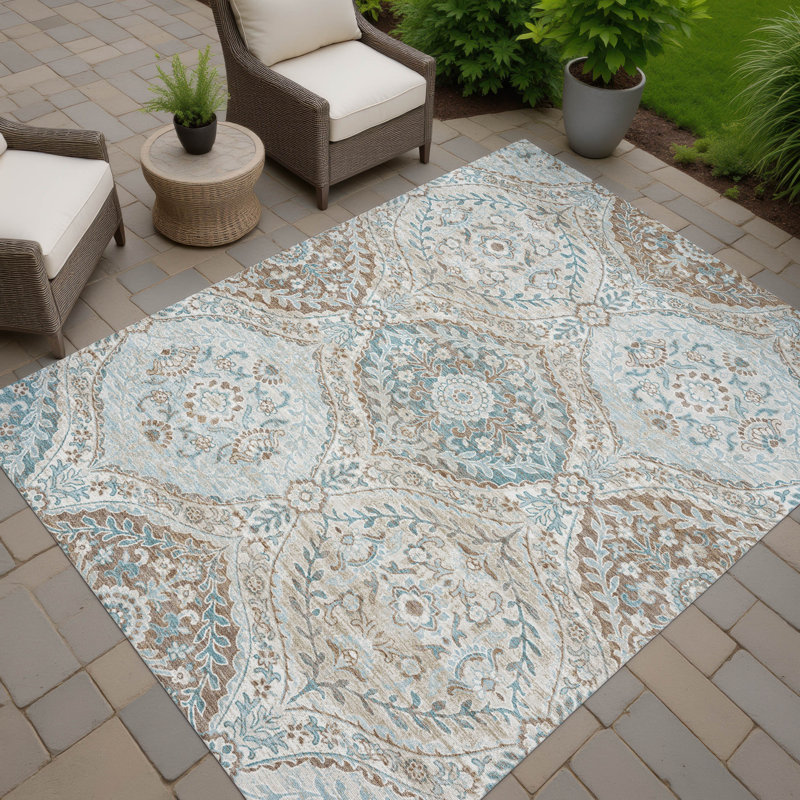 Machine Washable Indoor/Outdoor Chantille ACN2698 Global Rug, Ivory, 3' x 5'