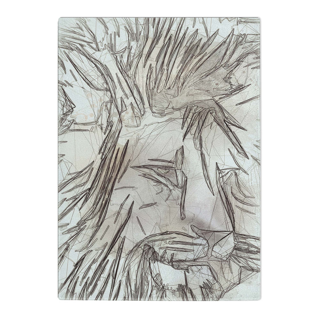 Tempered Glass Abstract Lion Art Chopping Board