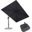 Parasol en porte-à-faux gris pivotant en aluminium 96 po x 132 po avec base Rilen-538158727