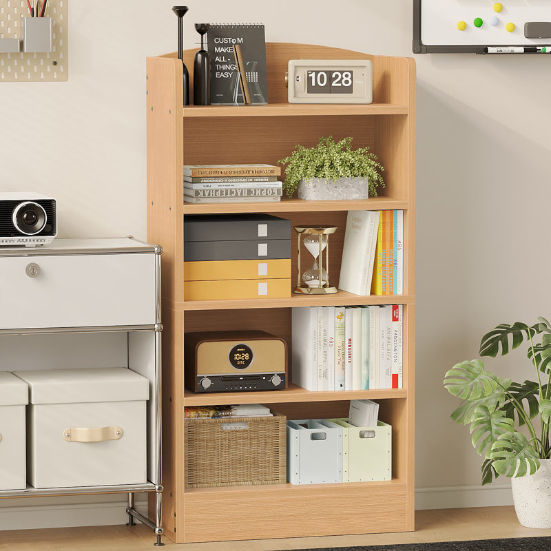 Bibliothèque moderne à 5 tablettes en bois, Jaune