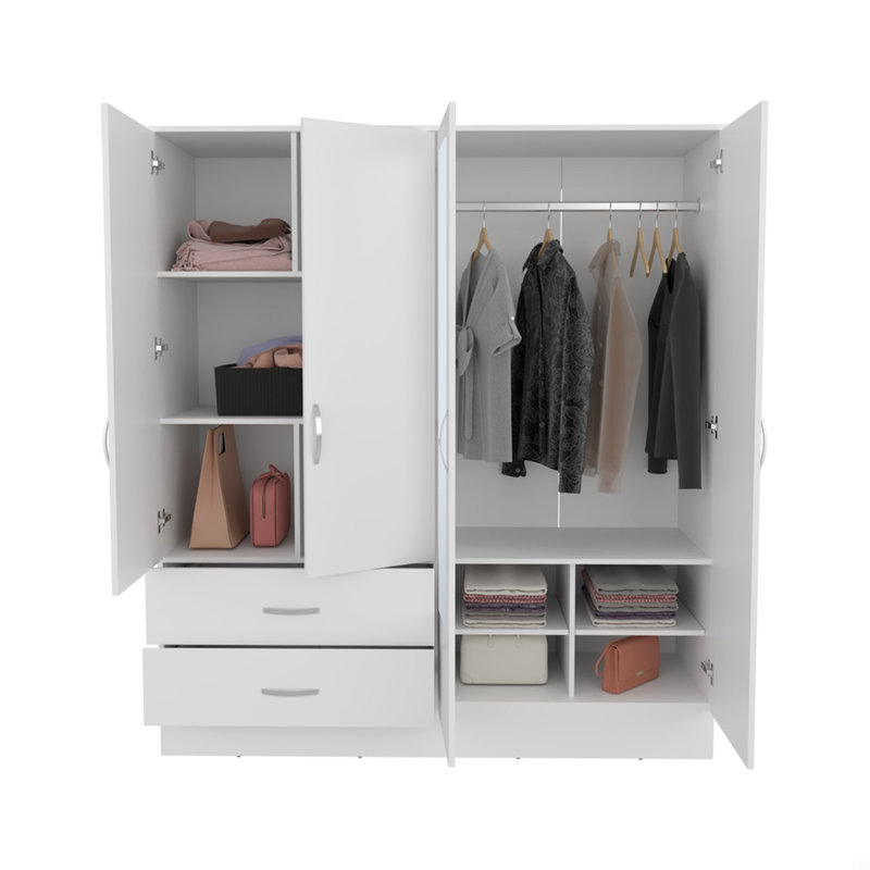 Armoire Ron, chambre à coucher, Blanc