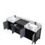 Ensemble de meuble-lavabo double avec plateau en marbre gris château et robinet en métal