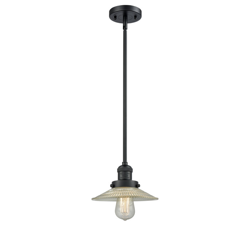 Miramontes 1 - Light Single Pendant, 60 Watt Vintage Incandescent Bulb, Matte Black, Clear Halophane