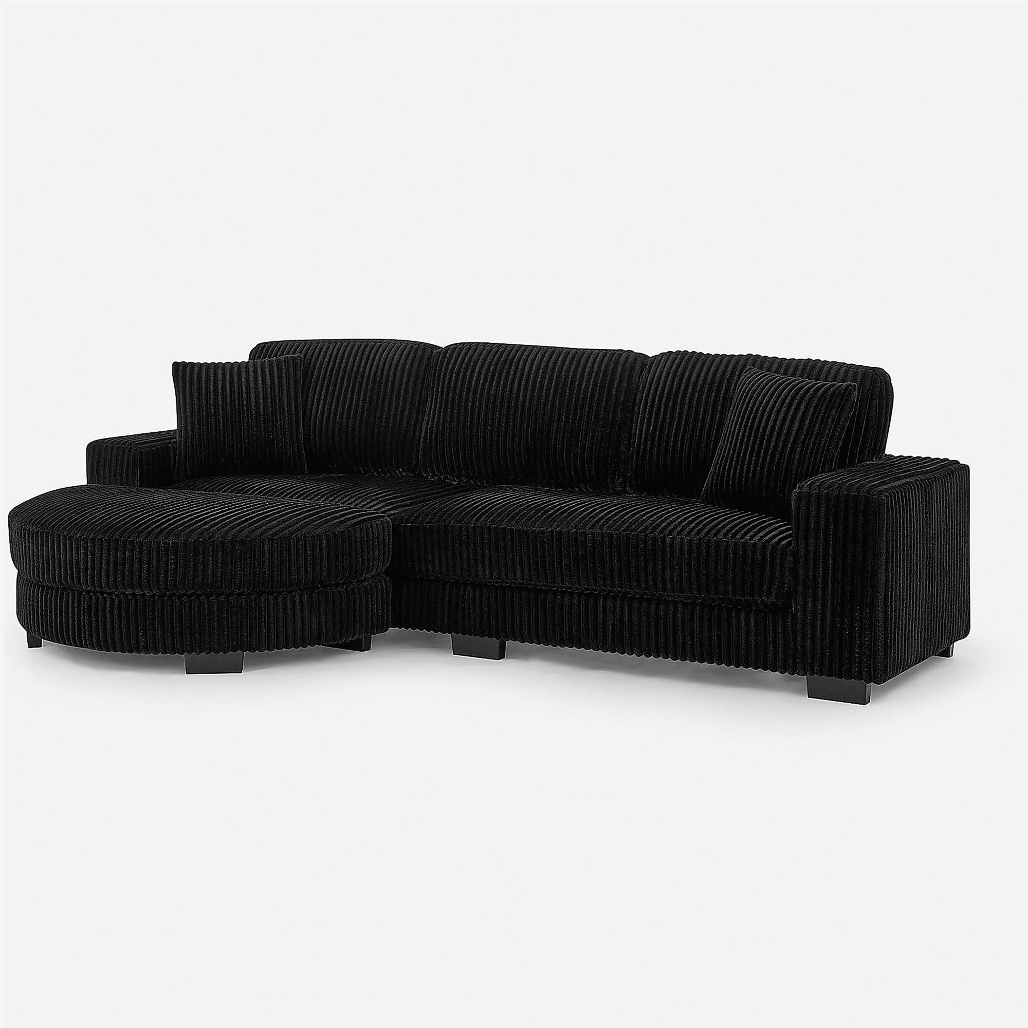 Latitude Run® Corduroy Tufted Upholstered Sleeper Sectional Sofa, L ...