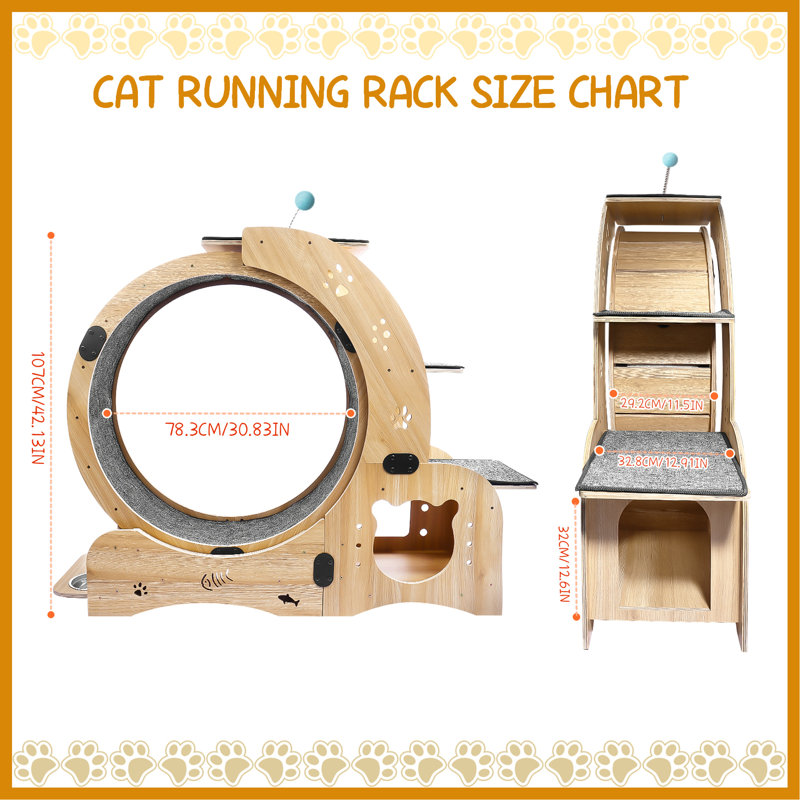 Indoor Cat Activity - Encourages Physical Movement Wheel For Playtime Withstands Daily Use
