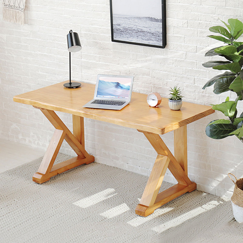 Burlywood Rectangular Solid Wood desks, 29.53" H x 62.99" W x 27.56" D