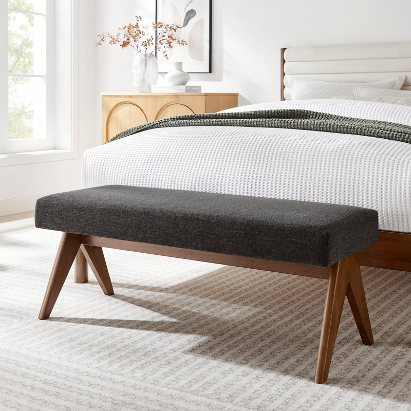 Lyra Fabric Upholstered Bench, Dark Gray, 18.50"H x 47"W x 18"D