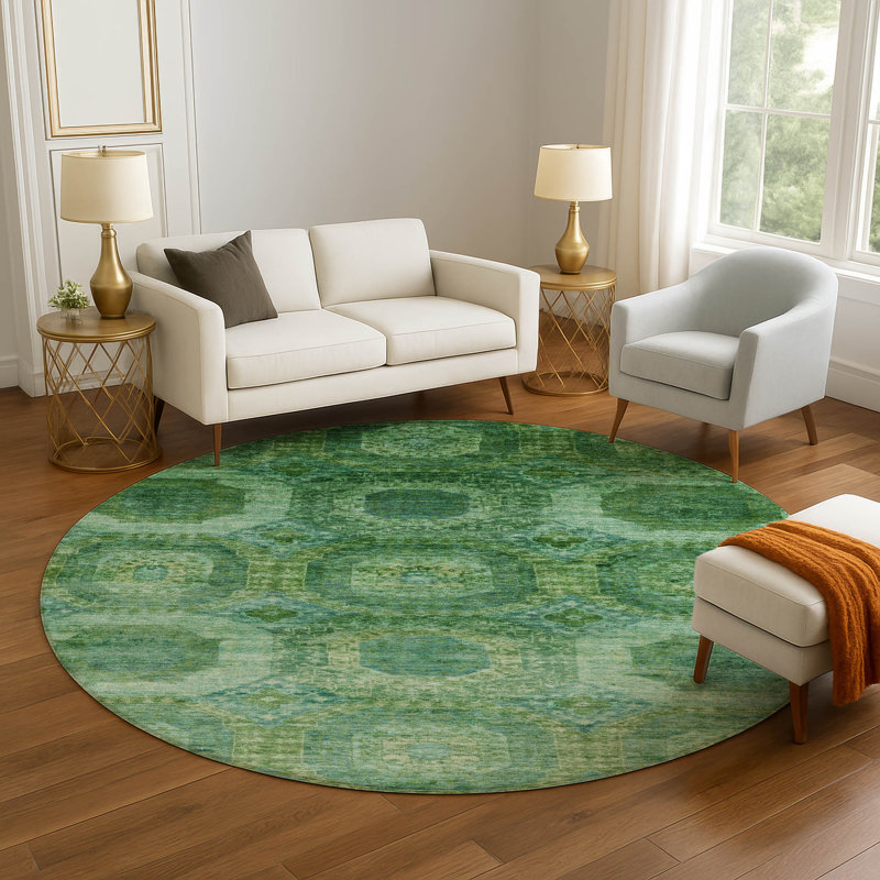 Premium Machine Washable Mayfield AMF1944 Panels Rug, Round 8'
