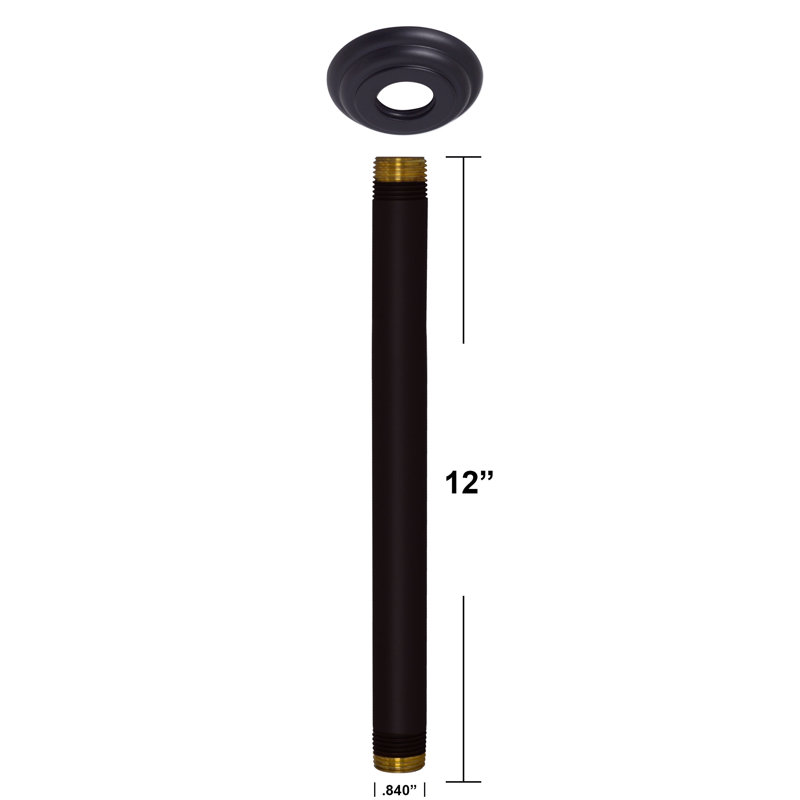 Bras de douche rond 1/2 po avec bride 12 po IPS x 12 po, Noir mat