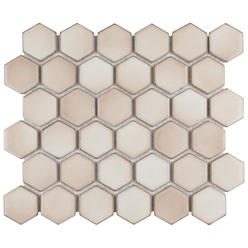 Hudson Due 2" x 2" Hex Porcelain Mosaic Wall & Floor Tile, Truffle