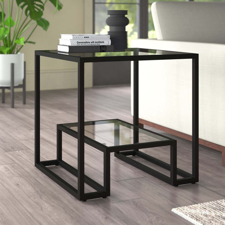 Algunde Glass End Table With Metal Frame