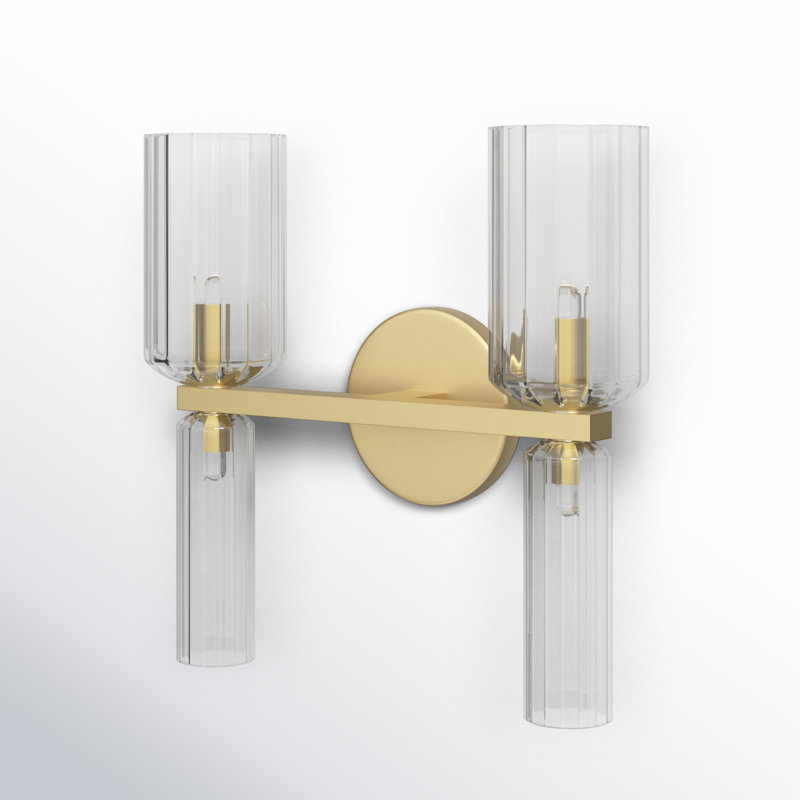 Aged Brass 4-Light Dimmable Vanity Light with Clear Glass Shades