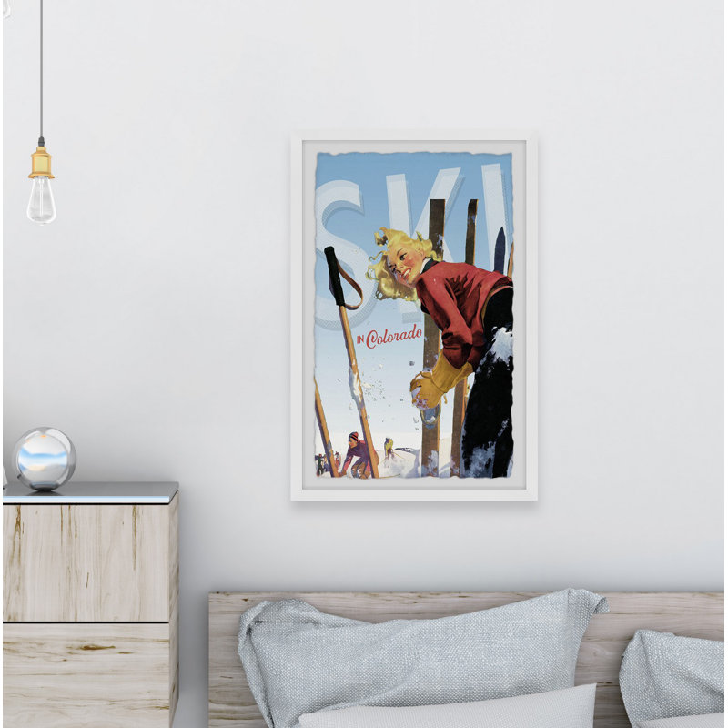 Ski in Colorado - Reproduction d'art sur papier encadrée, H 30 po x l 20 po x P 1,5 po
