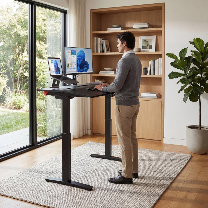 55"W Adjustable Desktop Angle Rectangular Standard Desk With Adjustable Height  (50” to 69”) 