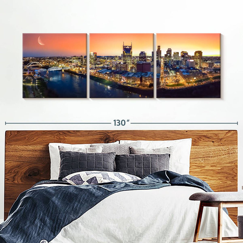 «Nashville Sunset Panorama», reproduction d'art sur toile, H 36 po x l 110 po x P 1,25 po
