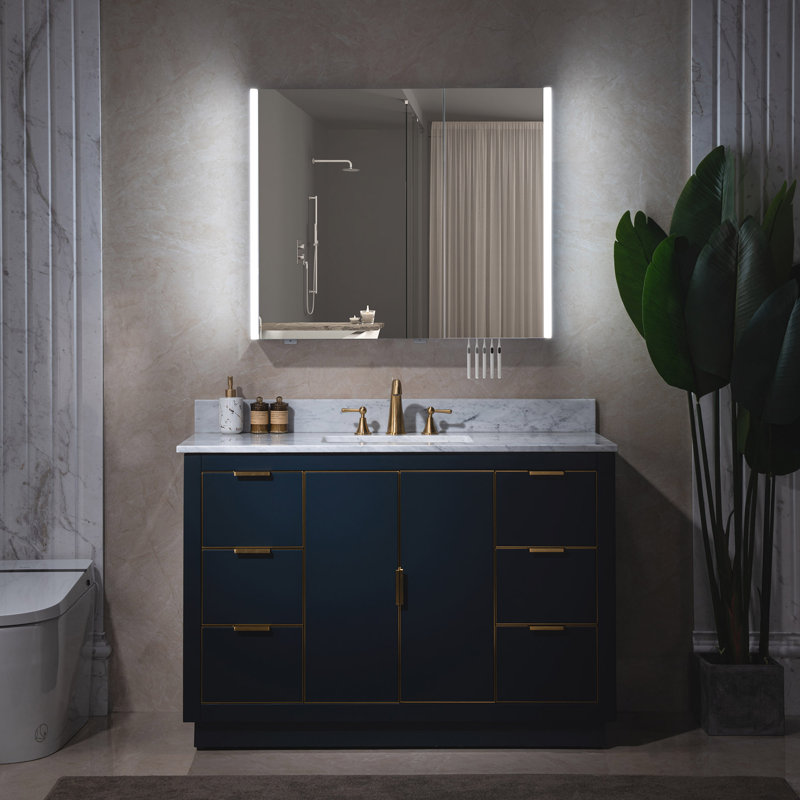 36"W X 30"H Surface Mount Frameless 2 Doors Medicine Cabinet With Mirror Defogger And Soft Close Hinges