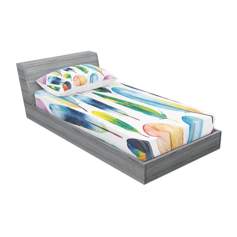 Ensemble de draps à main plumes, Ensemble de draps pour lit simple avec drap-housse
