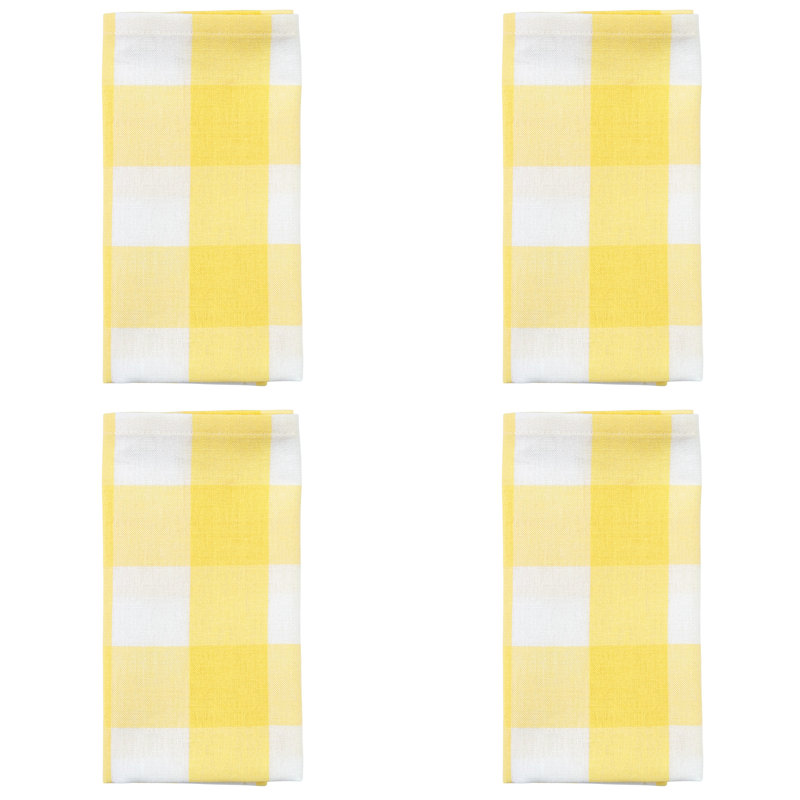  Buffalo Check Yellow Napkin Set of 4, Yellow