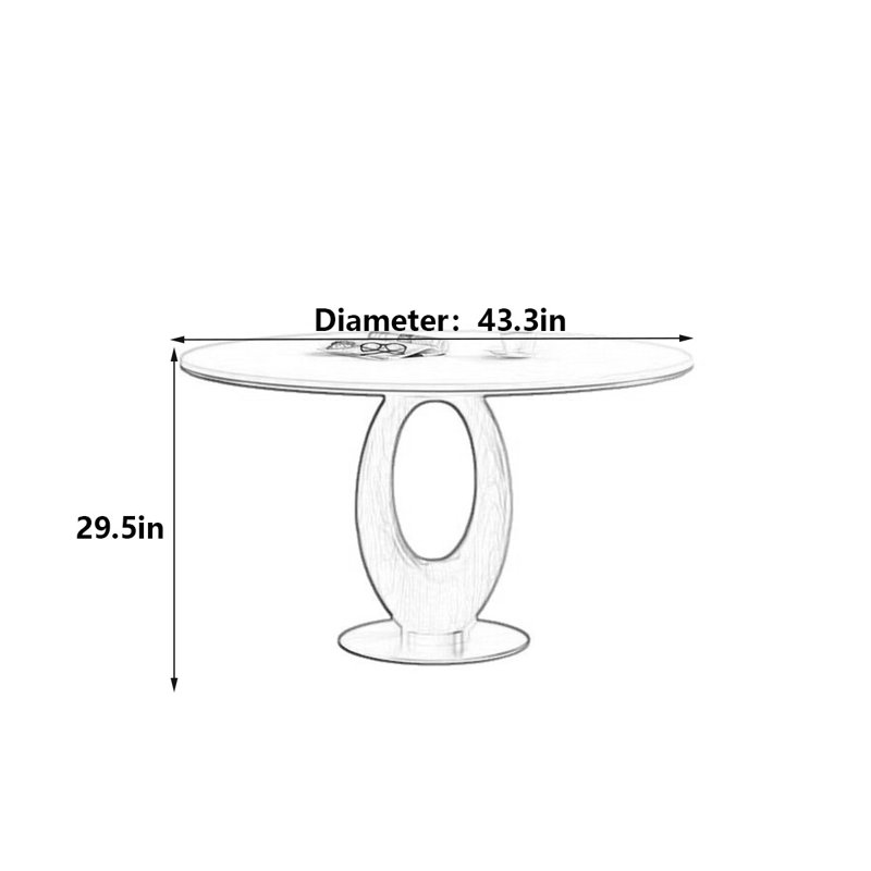 Table de salle à manger Modern, H 29,5 po x L 43,3 po x l 43,3 po