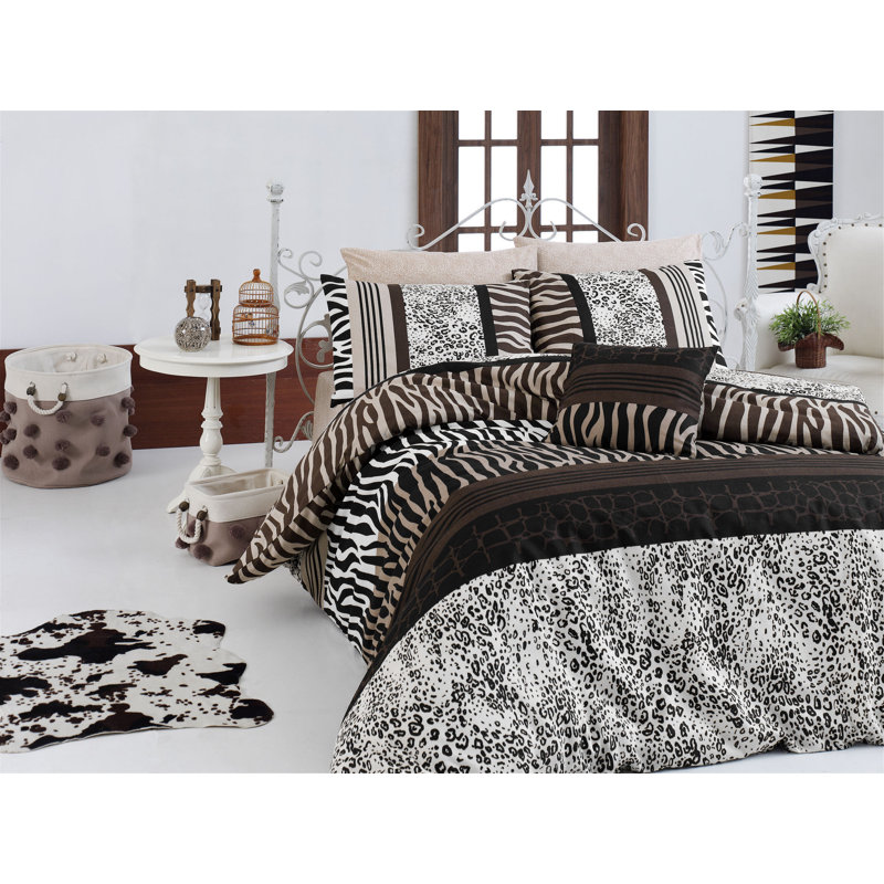 Ensemble de housse de couette 100% coton Americana Brown, Housse de couette 61 po x 87 po + 1 taie d'oreille, Brun