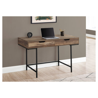 48-Inch Brown Computer Desk with Two Storage Drawers and Reclaimed Wood-Look Finish