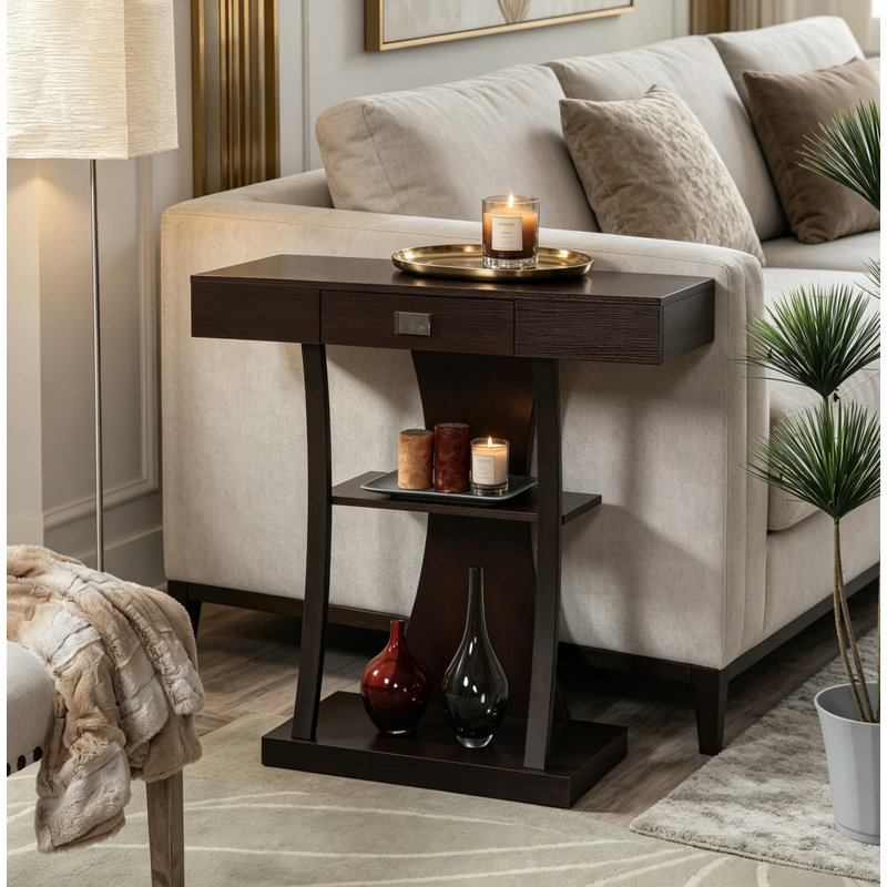 Console Newport Harri avec tablettes de rangement et tiroir