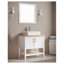 Meuble-lavabo simple 32 "avec lavabo, meuble-lavabo simple avec portes et tablette ouverte, petit meuble-lavabo en bois massif avec lavabo, blanc + naturel