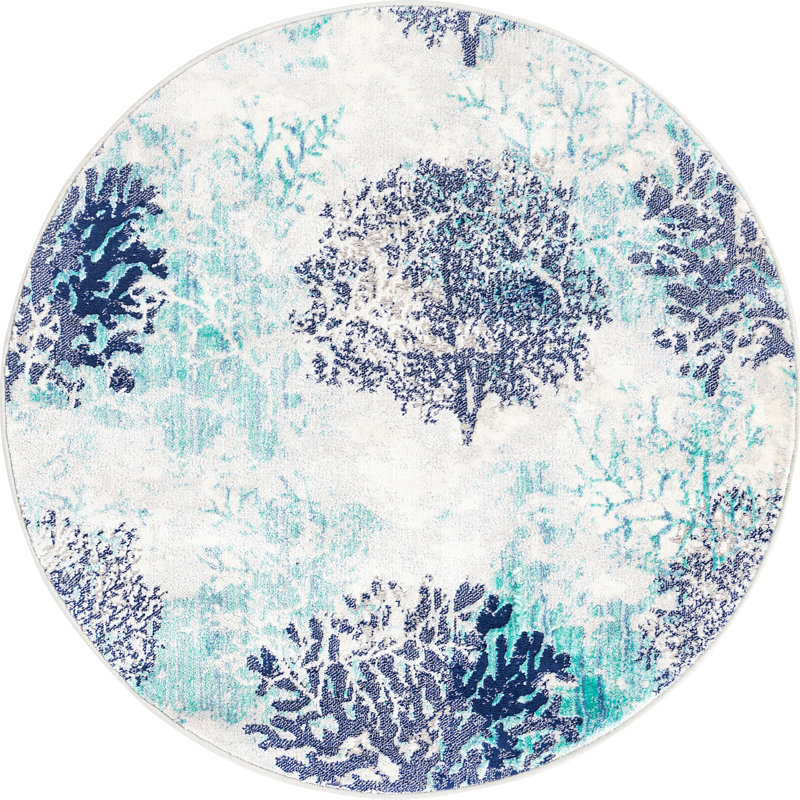 Orason Floral Indoor Rug, Round 4'