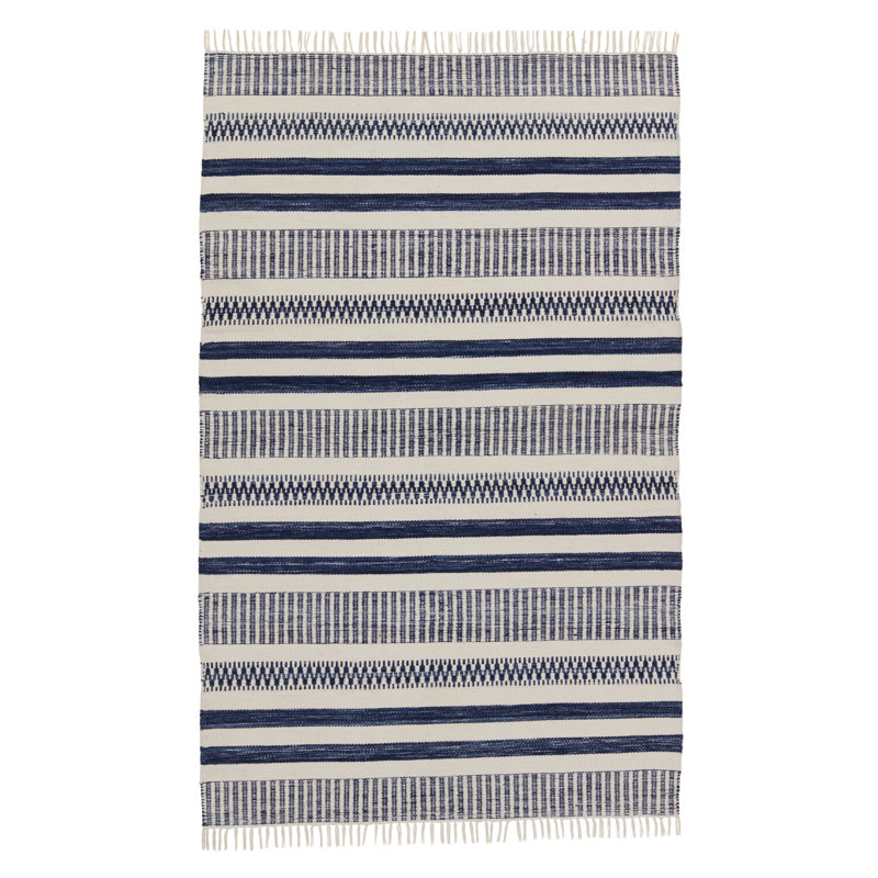 Wendy Jane Striped Area Rug in Indigo/White, Rectangle 8'10" x 11'9"
