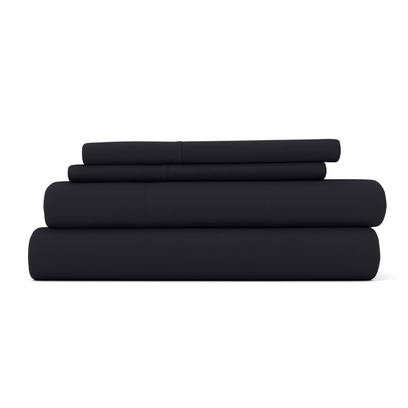 Ensemble de draps en microfibre doublement brossée 4 pièces Becky Cameron 1800 Series, Noir, noir, noir, noir