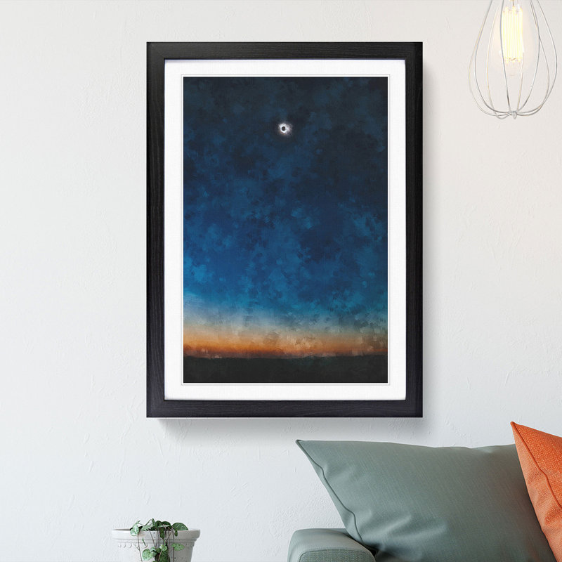 Total Eclipse Of The Sun - Single Picture Frame Painting on MDF, 87cm H x 62cm W x 2cm D, Black Framed