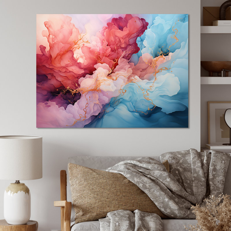 «Clouds Storm», encre liquide, paysage, impressions sur toile, H 12 po x l 20 po x P 1 po, Toile tendue