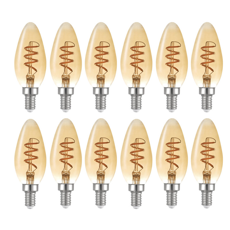 Jimeto 4.5 Watt (40 Watt Equivalent), B10 LED, Dimmable Light Bulb, Warm White (2000K) E12/Candelabra Base