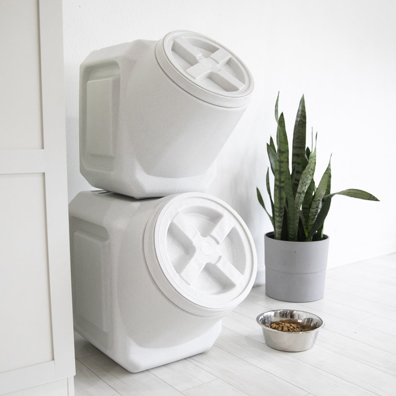 Gray Airtight Stackable Plastic Pet Food Storage Container